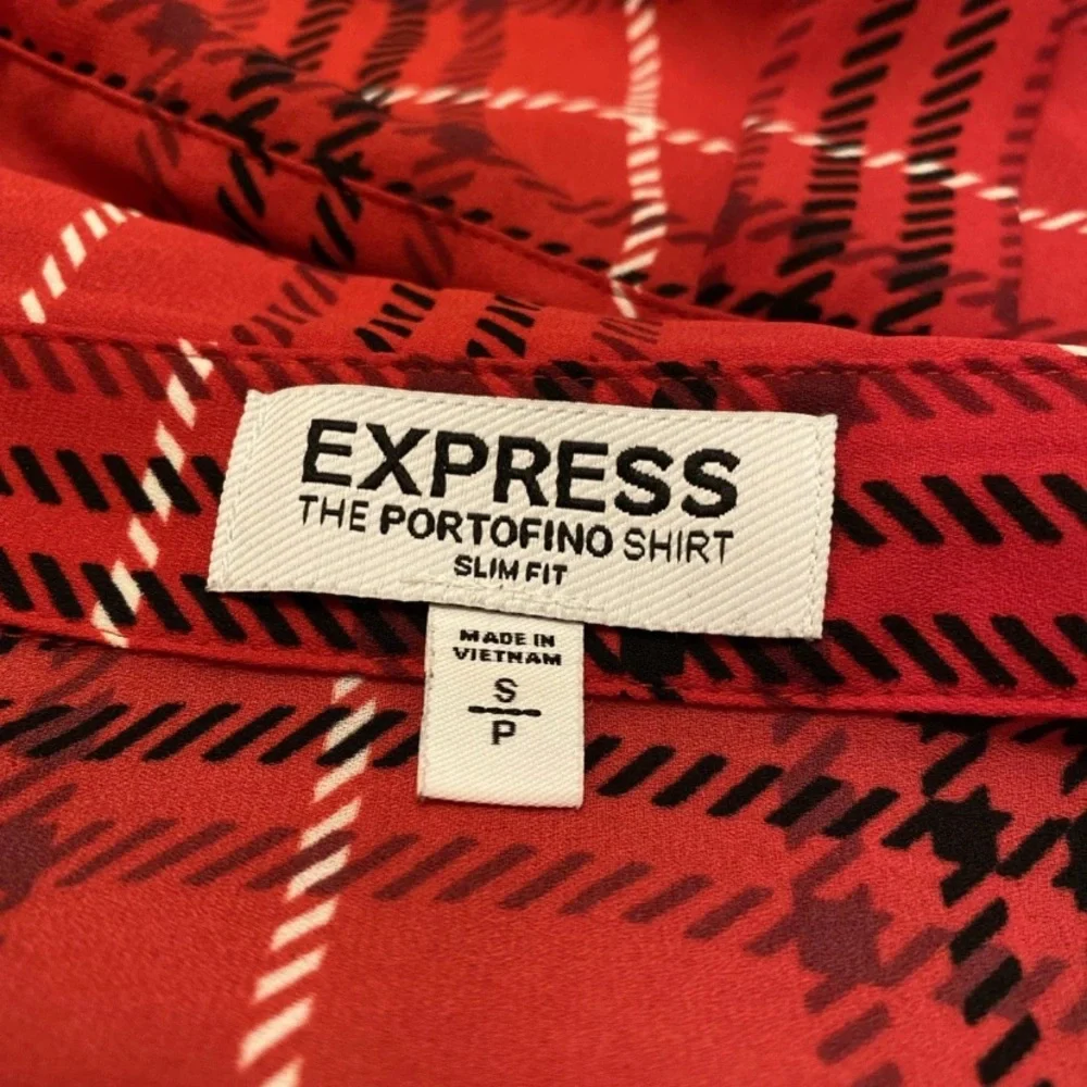 Express Red Plaid Button Down Shirt